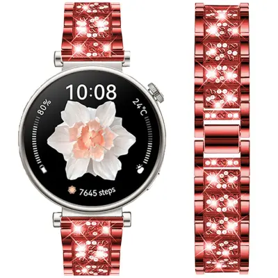 22mm Pašček za Uro iz Nerjavečega Jekla za Samsung Huawei Red