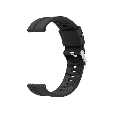 Premium Črn Silikonski Pašček za Uro - 20mm Srebrna Sponka