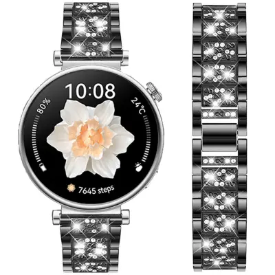 22mm Pašček za Uro iz Nerjavečega Jekla za Samsung Huawei Black