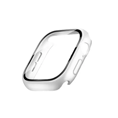 Elegantno srebrno ohišje za PC s kaljenim steklom za Apple Watch  45 mm