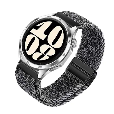 Sivo-bel pleten najlonski pašček za uro - 18 mm