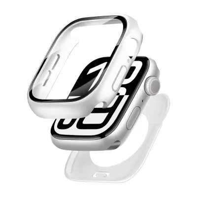 Elegantno srebrno ohišje za PC s kaljenim steklom za Apple Watch  40 mm