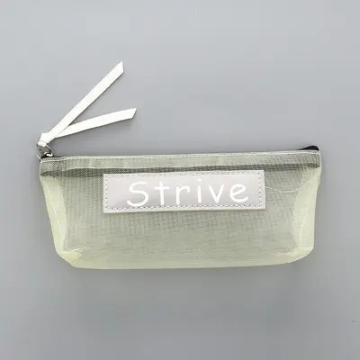 Prozorna torbica za pisala z mrežasto zadrgo Green  prizadevati si