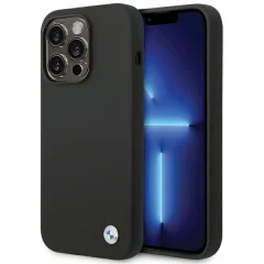 OVITEK BMW SILIKON KOVINSKI LOGO ZA IPHONE 15 PRO ČRN