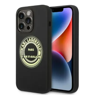SILIKONSKI OVITEK KARL LAGERFELD ZA IPHONE 14 PRO ČRN