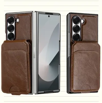 Magnetni ovitek za Samsung Galaxy Z Fold z držalom za kartice, denarnica z RFID blokiranjem coffee  Model 1