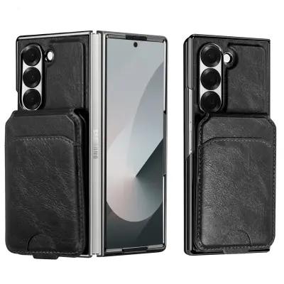 Magnetni ovitek za Samsung Galaxy Z Fold z držalom za kartice, denarnica z RFID blokiranjem Black  Model 4