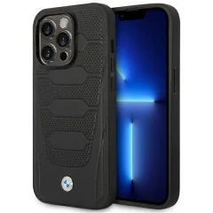 OVITEK BMW USNJENI SEDEŽI VZOREC ZA IPHONE 14 PRO MAX ČRN