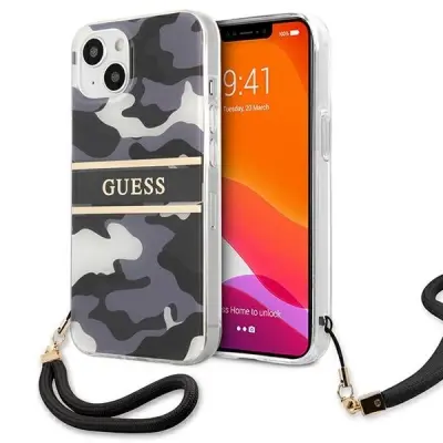 GUESS CAMO STRAP COLLECTION ZA IPHONE 13 OVITEK ČRN