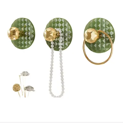 3-Pack Stenskih Kljuk Brez Vrtanja - Samolepilni Obešalniki Brez Poškodb Green