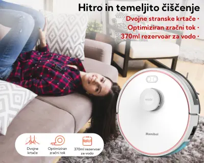 EOL - Robotski sesalnik MAMIBOT Exvac880, Hibrid 2v1 (sesanje in pomivanje), LDS4.0 najnovejša laser tehnologija, aplikacija, bel