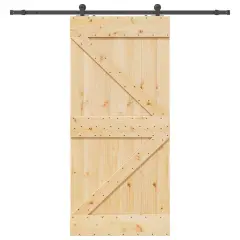 vidaXL Drsna vrata s kompletom vodil 80x210 cm trdna borovina
