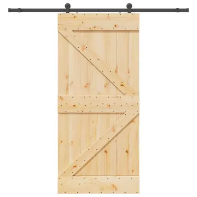vidaXL Drsna vrata s kompletom vodil 80x210 cm trdna borovina