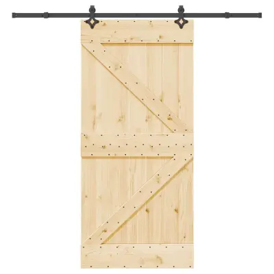 vidaXL Drsna vrata s kompletom vodil 95x210 cm trdna borovina