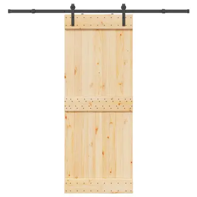 vidaXL Drsna vrata s kompletom vodil 80x210 cm trdna borovina