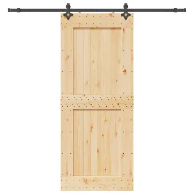 vidaXL Drsna vrata s kompletom vodil 95x210 cm trdna borovina
