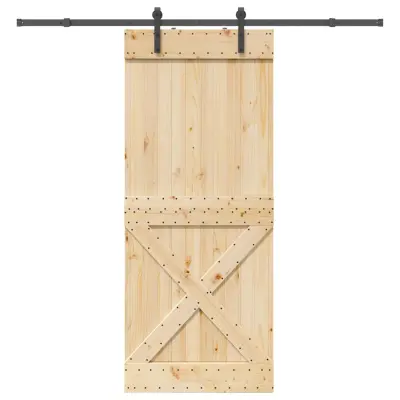 vidaXL Drsna vrata s kompletom vodil 90x210 cm trdna borovina