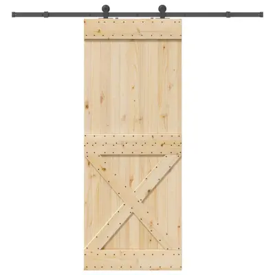vidaXL Drsna vrata s kompletom vodil 90x210 cm trdna borovina
