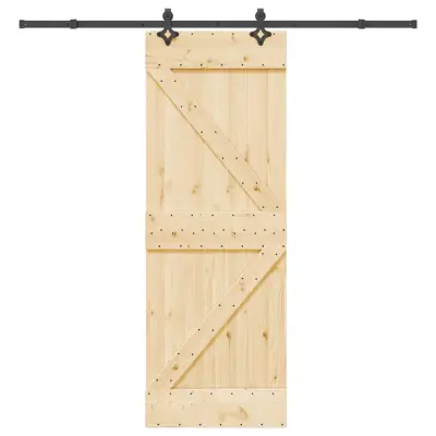 vidaXL Drsna vrata s kompletom vodil 70x210 cm trdna borovina