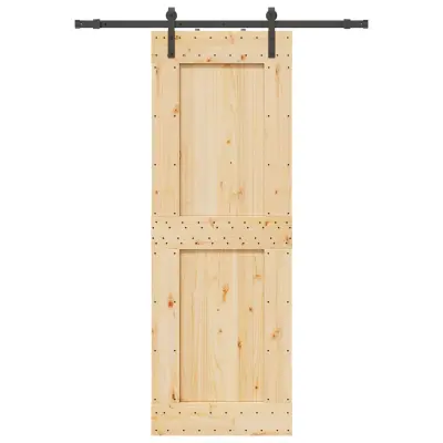 vidaXL Drsna vrata s kompletom vodil 80x210 cm trdna borovina