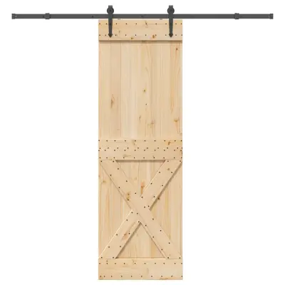 vidaXL Drsna vrata s kompletom vodil 70x210 cm trdna borovina