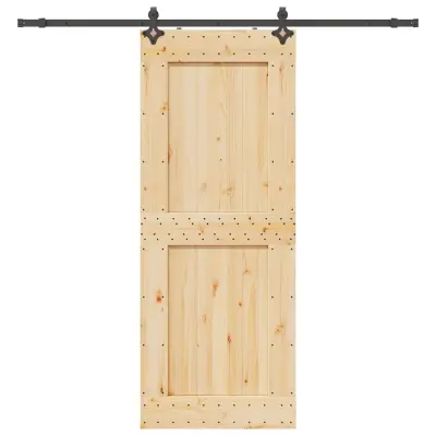 vidaXL Drsna vrata s kompletom vodil 90x210 cm trdna borovina