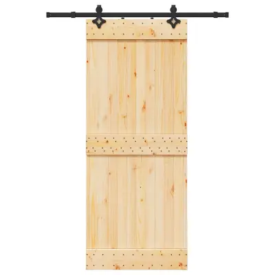 vidaXL Drsna vrata s kompletom vodil 85x210 cm trdna borovina