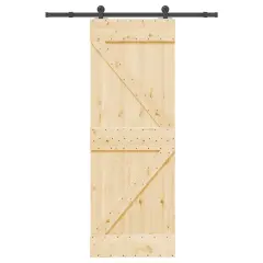 vidaXL Drsna vrata s kompletom vodil 70x210 cm trdna borovina