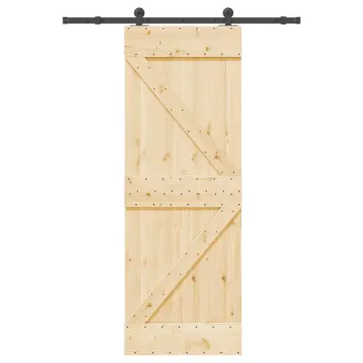 vidaXL Drsna vrata s kompletom vodil 70x210 cm trdna borovina
