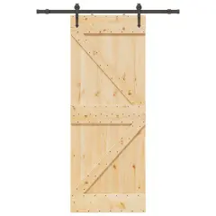vidaXL Drsna vrata s kompletom vodil 80x210 cm trdna borovina
