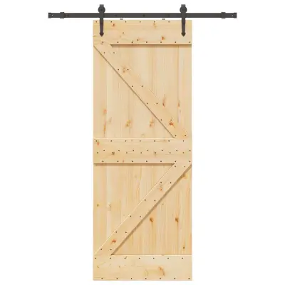 vidaXL Drsna vrata s kompletom vodil 80x210 cm trdna borovina