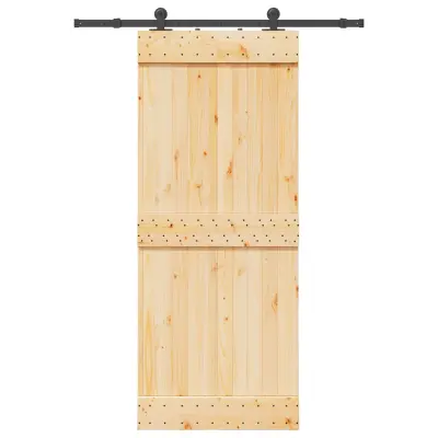 vidaXL Drsna vrata s kompletom vodil 85x210 cm trdna borovina