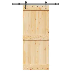 vidaXL Drsna vrata s kompletom vodil 85x210 cm trdna borovina
