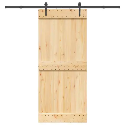 vidaXL Drsna vrata s kompletom vodil 90x210 cm trdna borovina