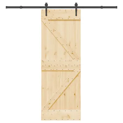 vidaXL Drsna vrata s kompletom vodil 70x210 cm trdna borovina