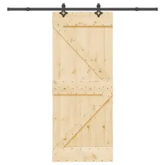 vidaXL Drsna vrata s kompletom vodil 85x210 cm trdna borovina