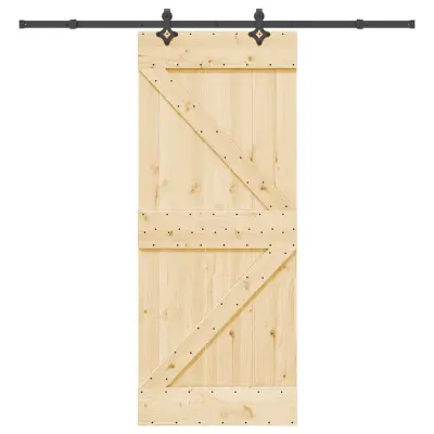 vidaXL Drsna vrata s kompletom vodil 85x210 cm trdna borovina