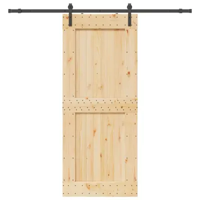 vidaXL Drsna vrata s kompletom vodil 95x210 cm trdna borovina