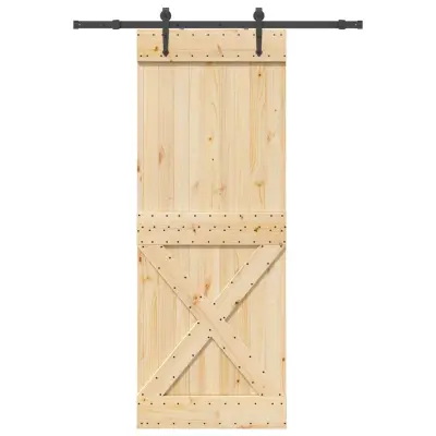 vidaXL Drsna vrata s kompletom vodil 85x210 cm trdna borovina