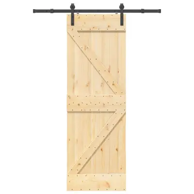 vidaXL Drsna vrata s kompletom vodil 70x210 cm trdna borovina