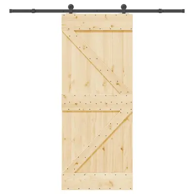 vidaXL Drsna vrata s kompletom vodil 85x210 cm trdna borovina