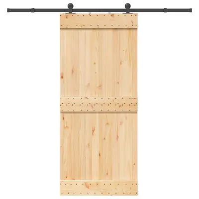 vidaXL Drsna vrata s kompletom vodil 90x210 cm trdna borovina