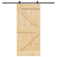 vidaXL Drsna vrata s kompletom vodil 100x210 cm trdna borovina