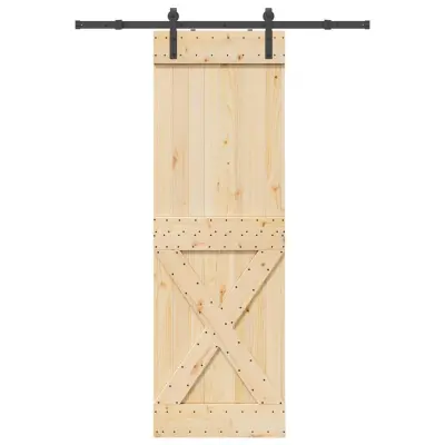 vidaXL Drsna vrata s kompletom vodil 70x210 cm trdna borovina