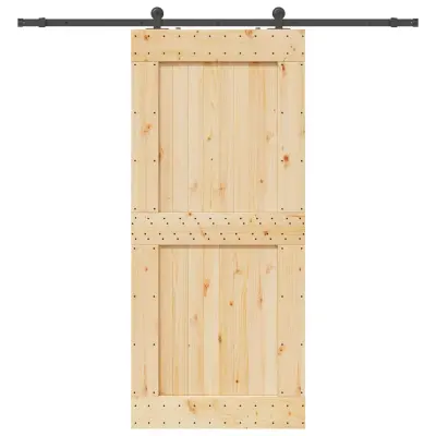 vidaXL Drsna vrata s kompletom vodil 100x210 cm trdna borovina