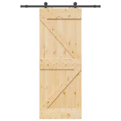 vidaXL Drsna vrata s kompletom vodil 80x210 cm trdna borovina