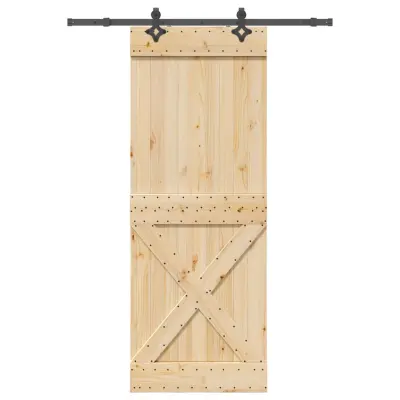vidaXL Drsna vrata s kompletom vodil 85x210 cm trdna borovina