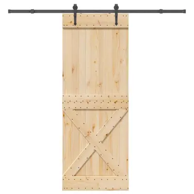vidaXL Drsna vrata s kompletom vodil 85x210 cm trdna borovina
