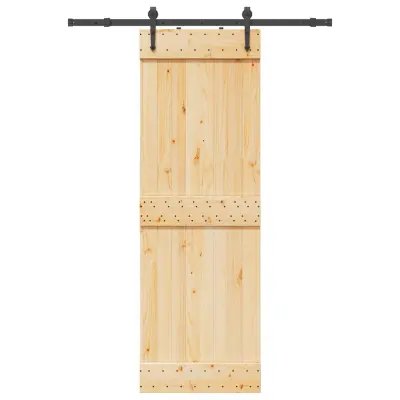 vidaXL Drsna vrata s kompletom vodil 70x210 cm trdna borovina