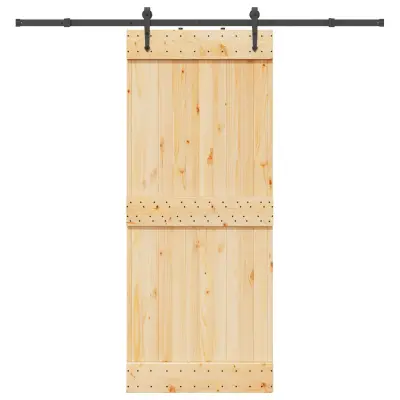 vidaXL Drsna vrata s kompletom vodil 85x210 cm trdna borovina